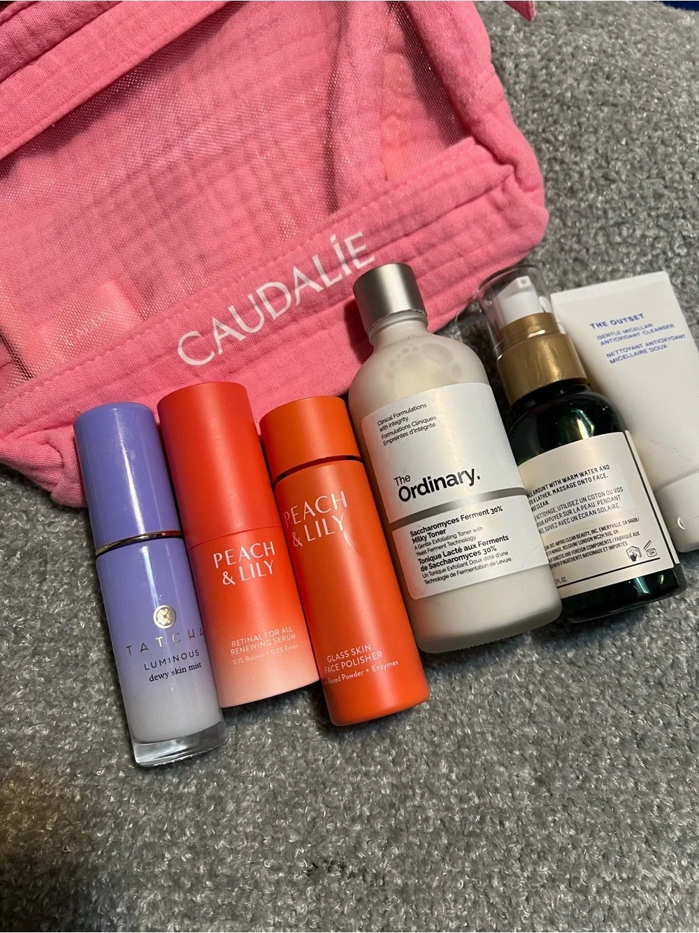Caudalie Pink Travel Pouch with Skincare Set
